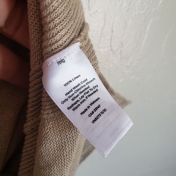 Talbots 100% Linen V-Neck Button Front Long Cardigan Tan Sz Women's 2X Plus NEW - Picture 10 of 11